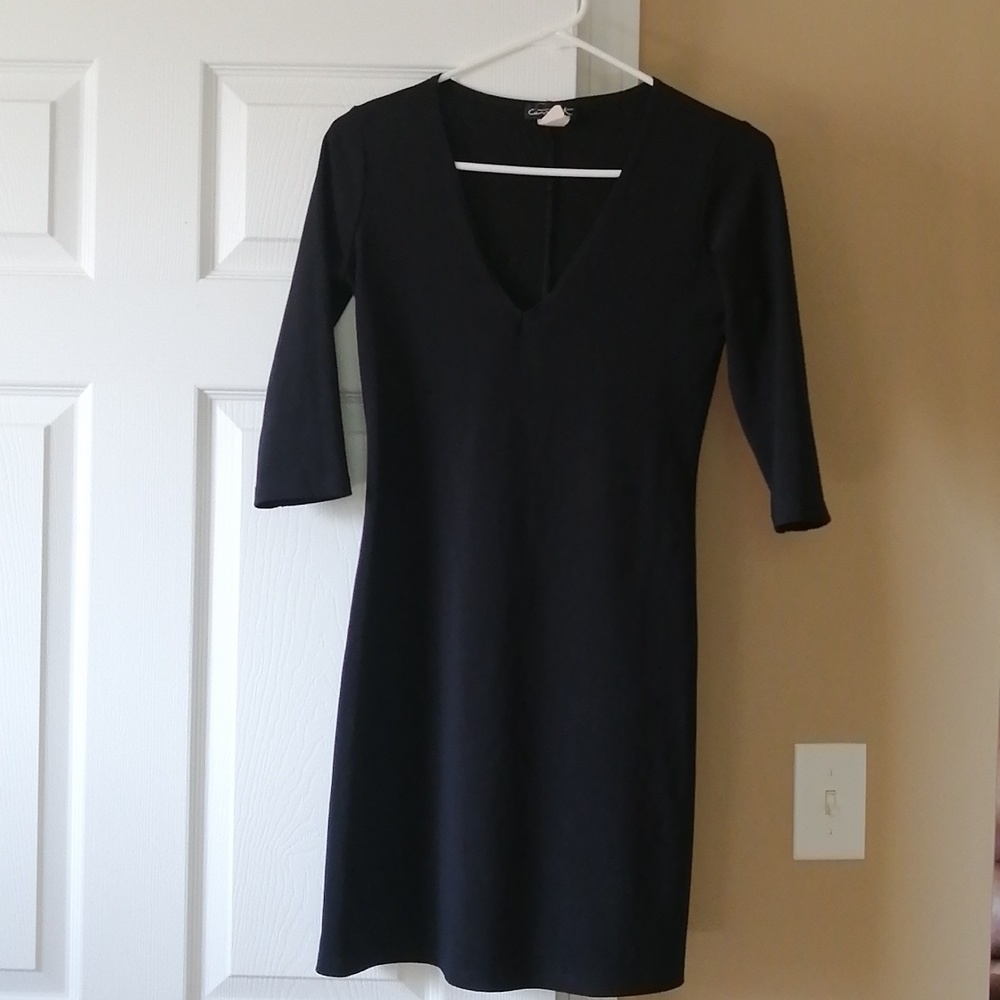 Black v neck Ponte dress